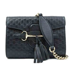 GUCCI Emily Horsebit Guccissima Chain Shoulder Bag